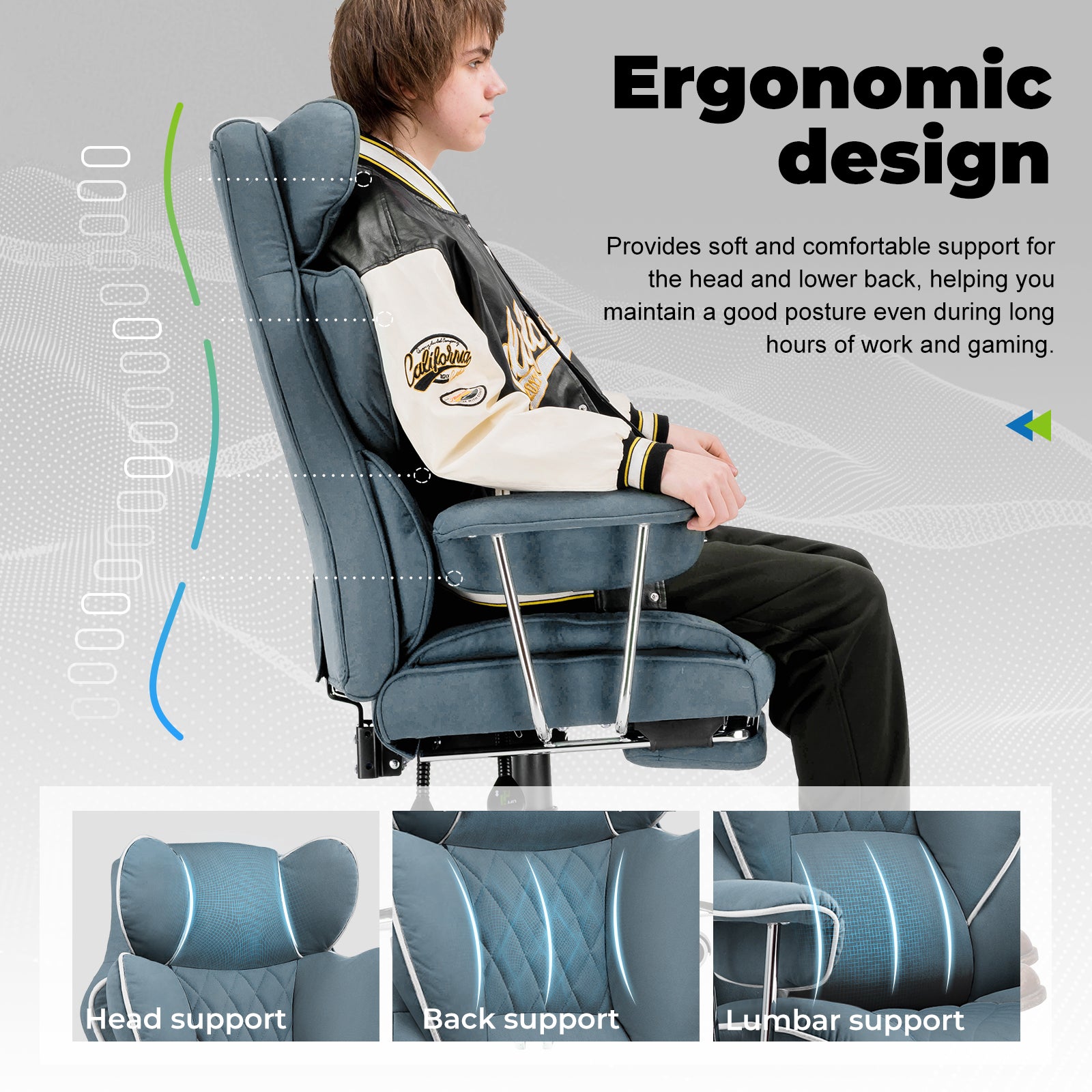 COMHOMA Big and Tall Office Chair with Lumbar Support & Adjustable Footrest GT205