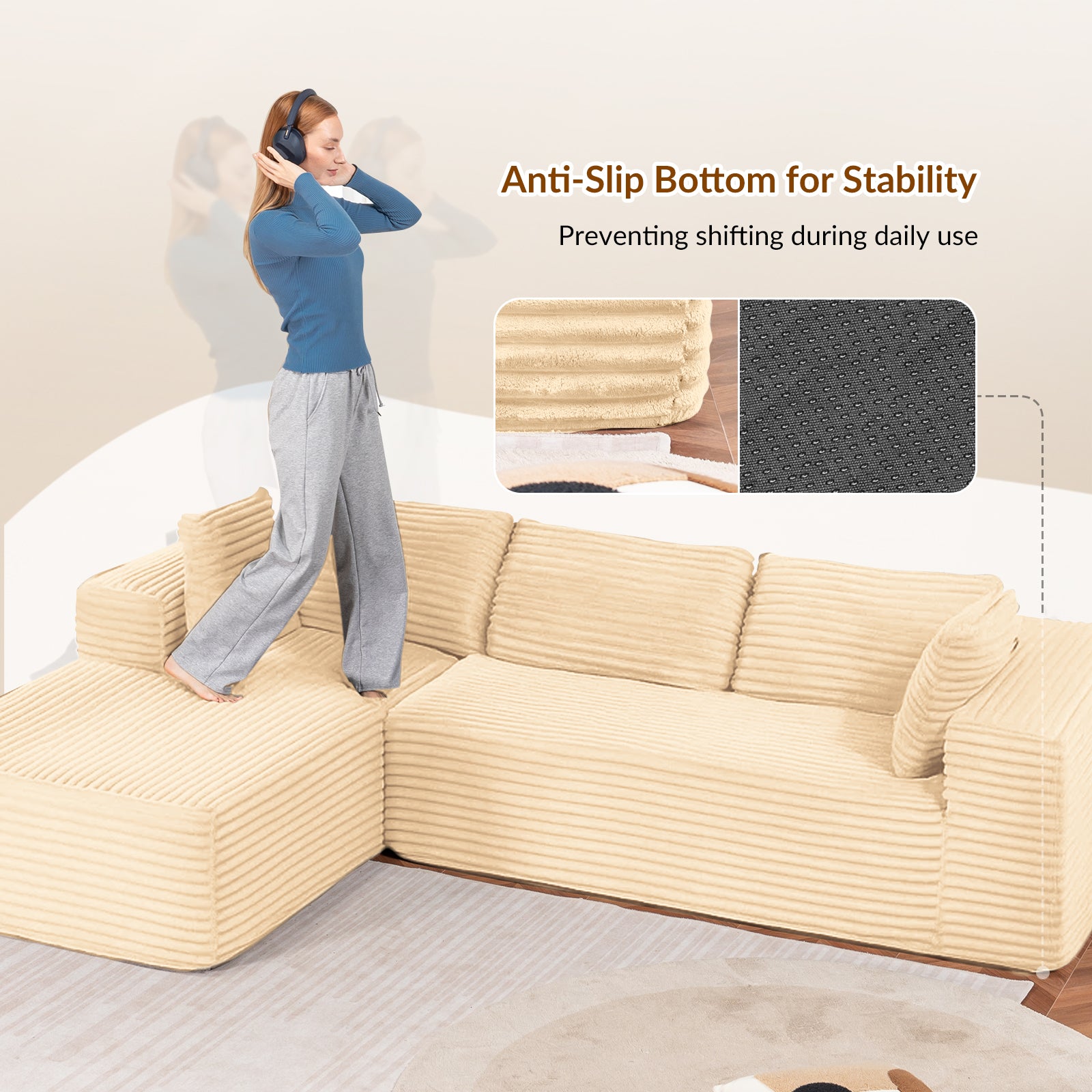 COMHOMA Cloud Sectional Couch-B10-WMT