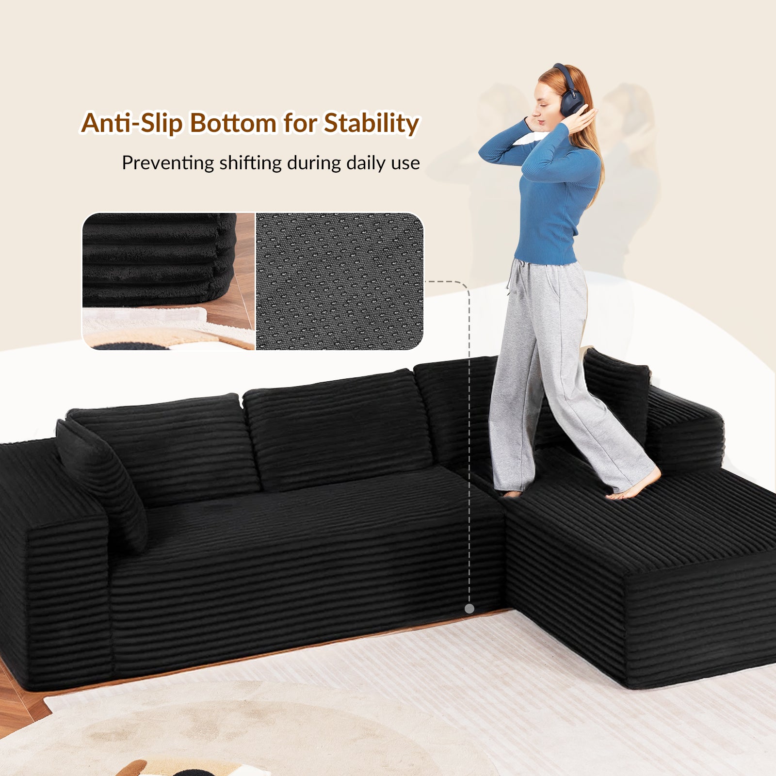 COMHOMA Cloud Sectional Couch-B10-WMT