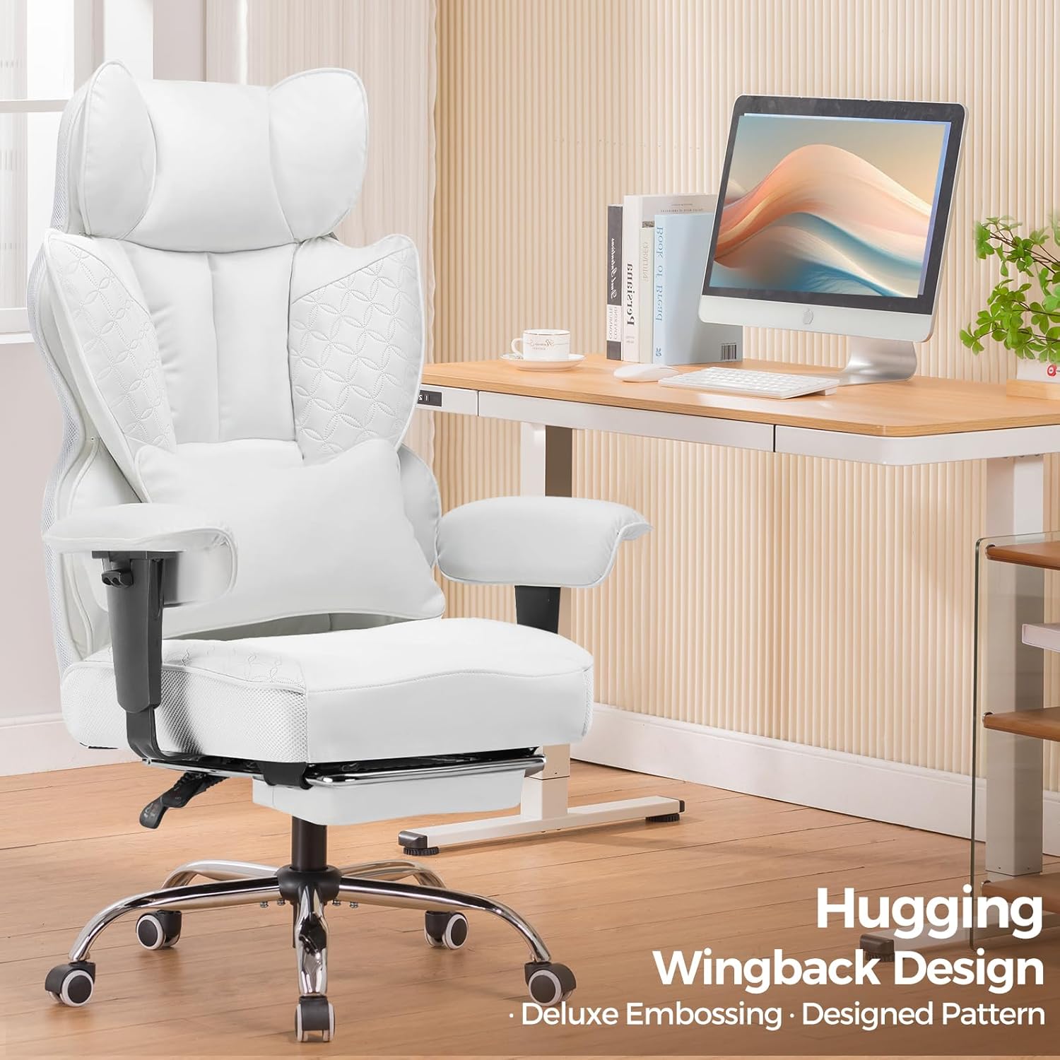 COMHOMA Upgraded Big and Tall Office Chair 400LBS with Pillow, Adjustable Armrest CH510/CH511