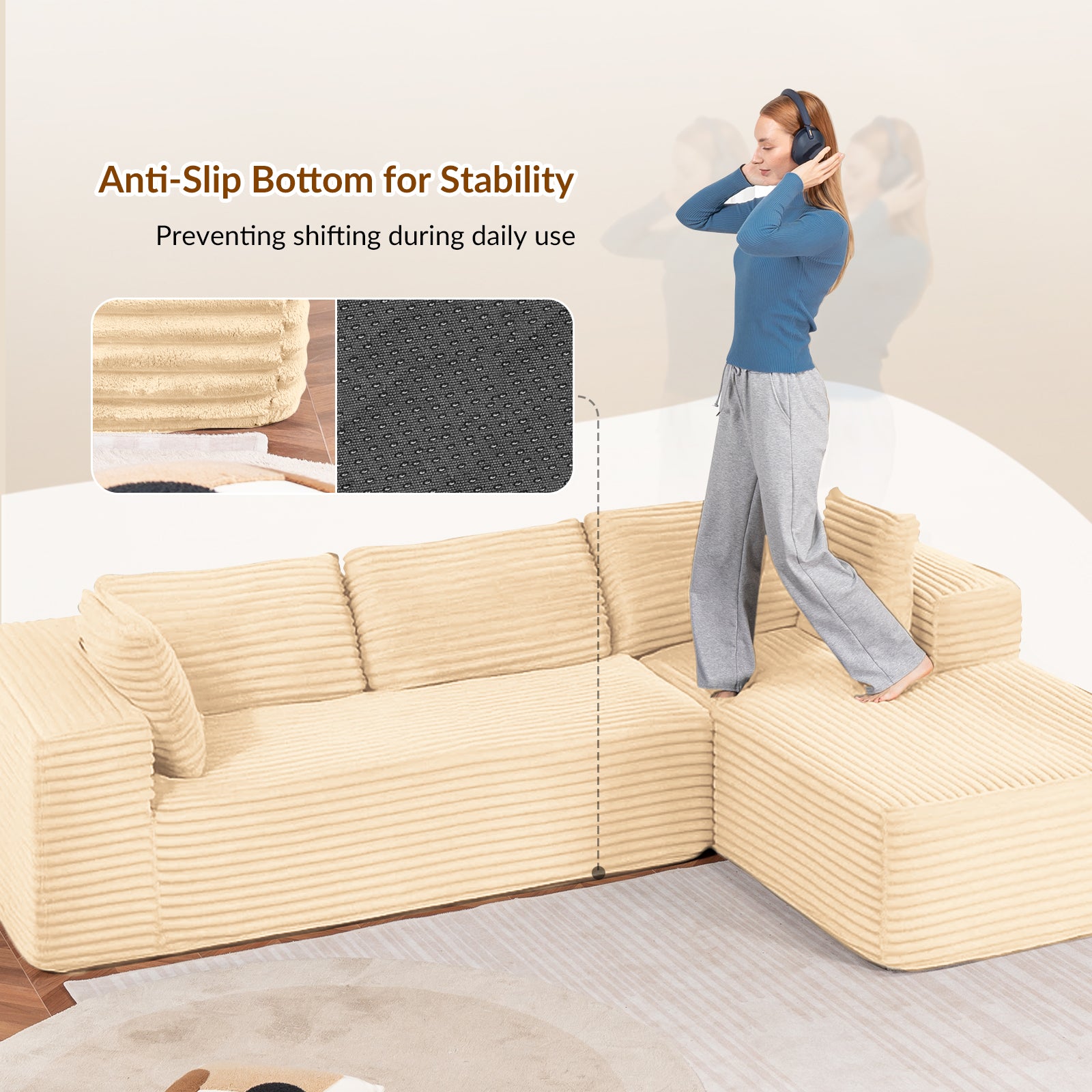 COMHOMA Cloud Sectional Couch-B10-WMT