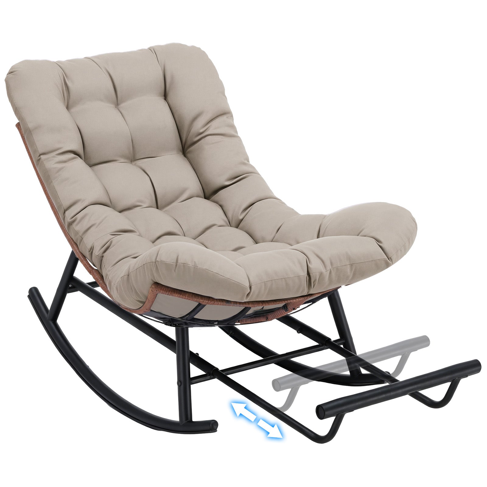 COMHOMA Outdoor Rocking Papasan Chair, Oversized Wicker Patio Rocker OT-CH03