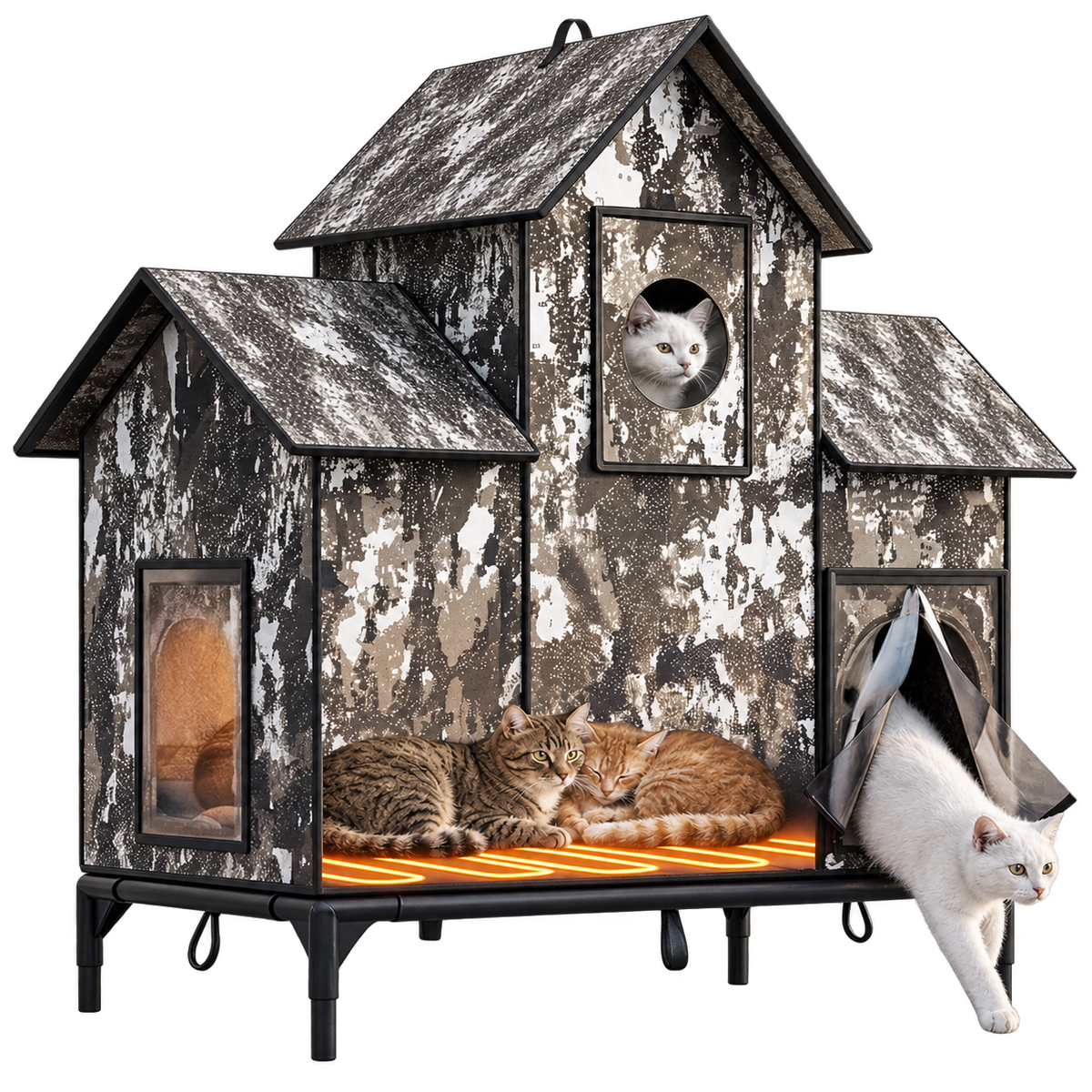 LUCKLIFE® Extra Large Heated Cat House for Outside, 100% Weatherproof, 27.9"W x 16.5"D x 32.7"H, PET07