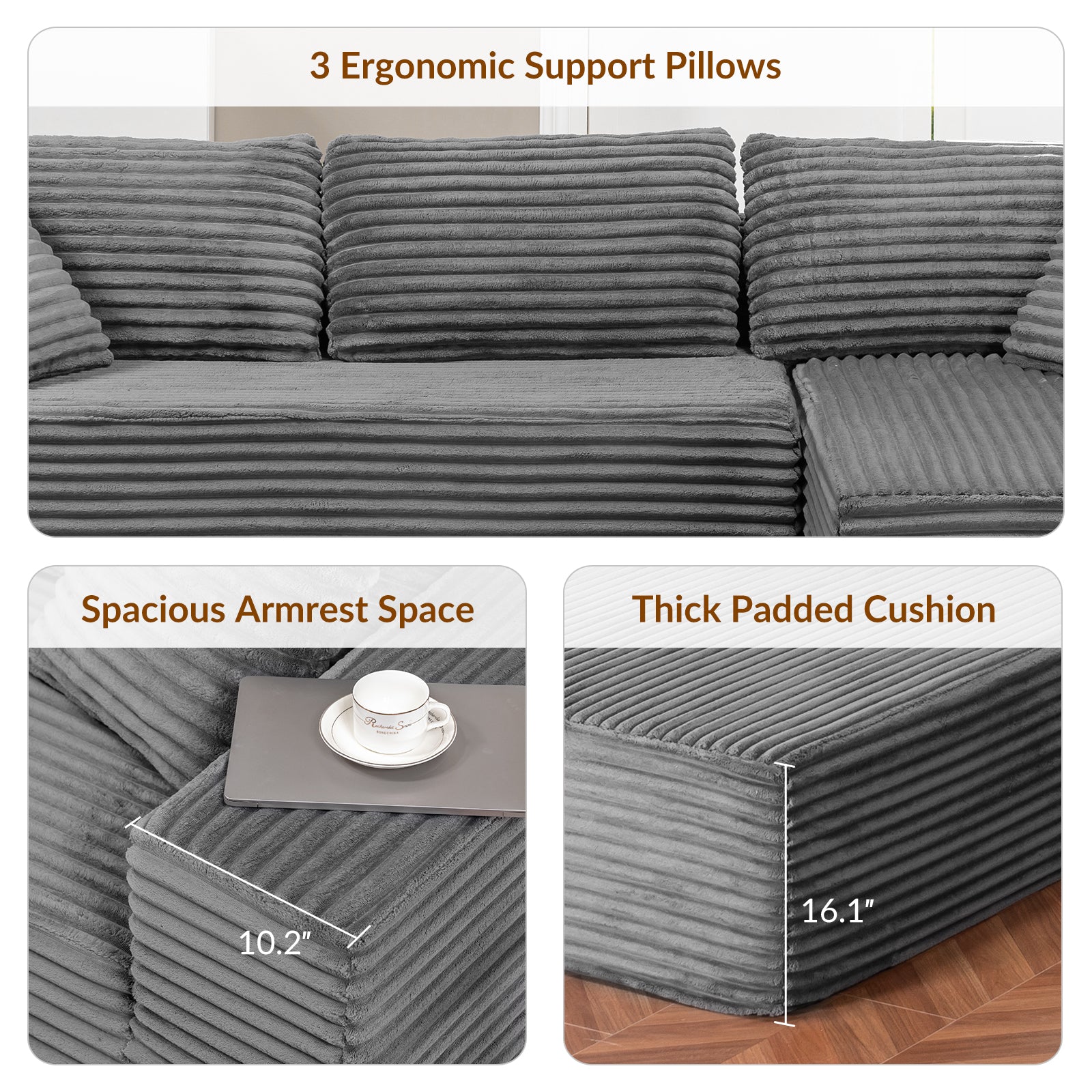 COMHOMA Cloud Sectional Couch-B10-WMT