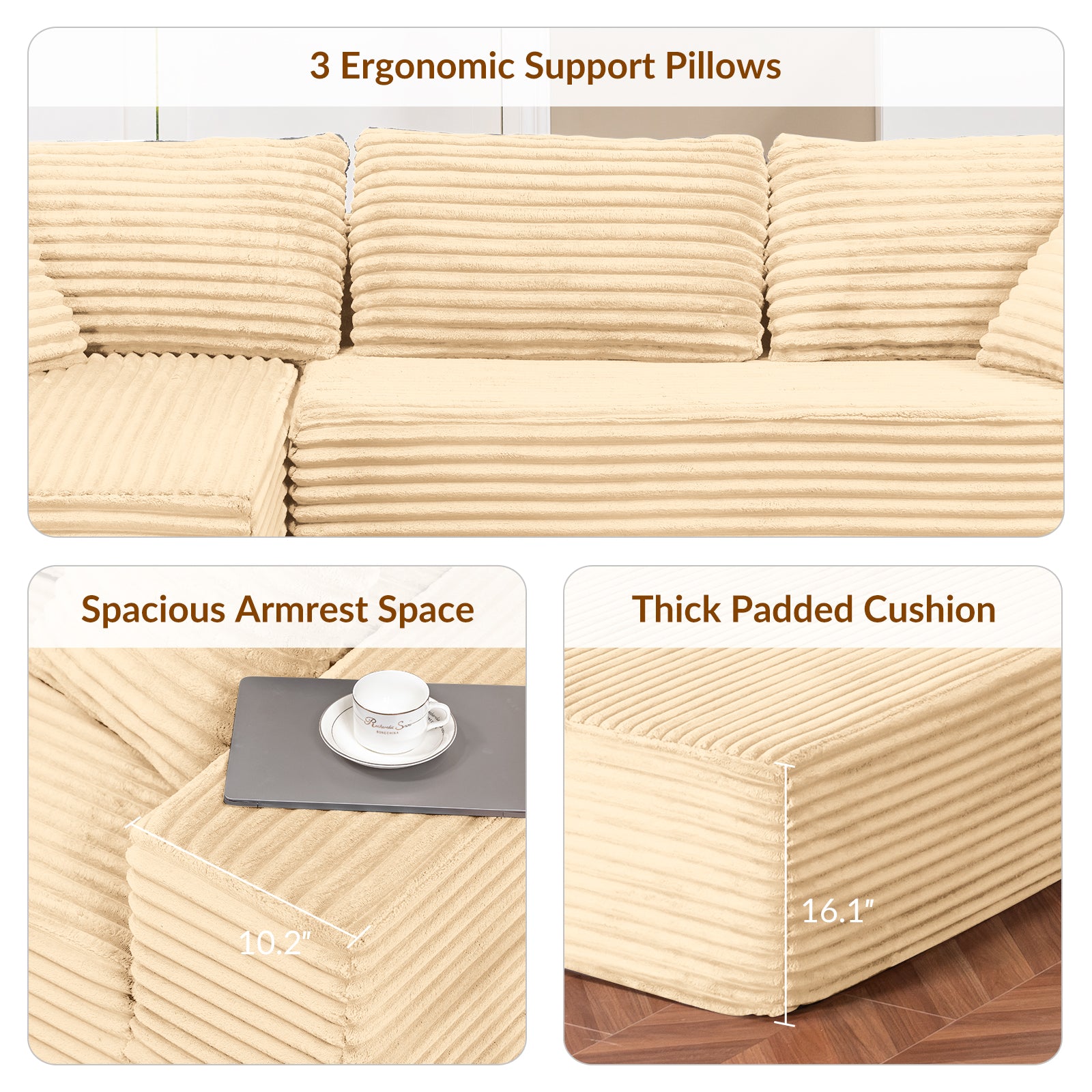 COMHOMA Cloud Sectional Couch-B10-WMT