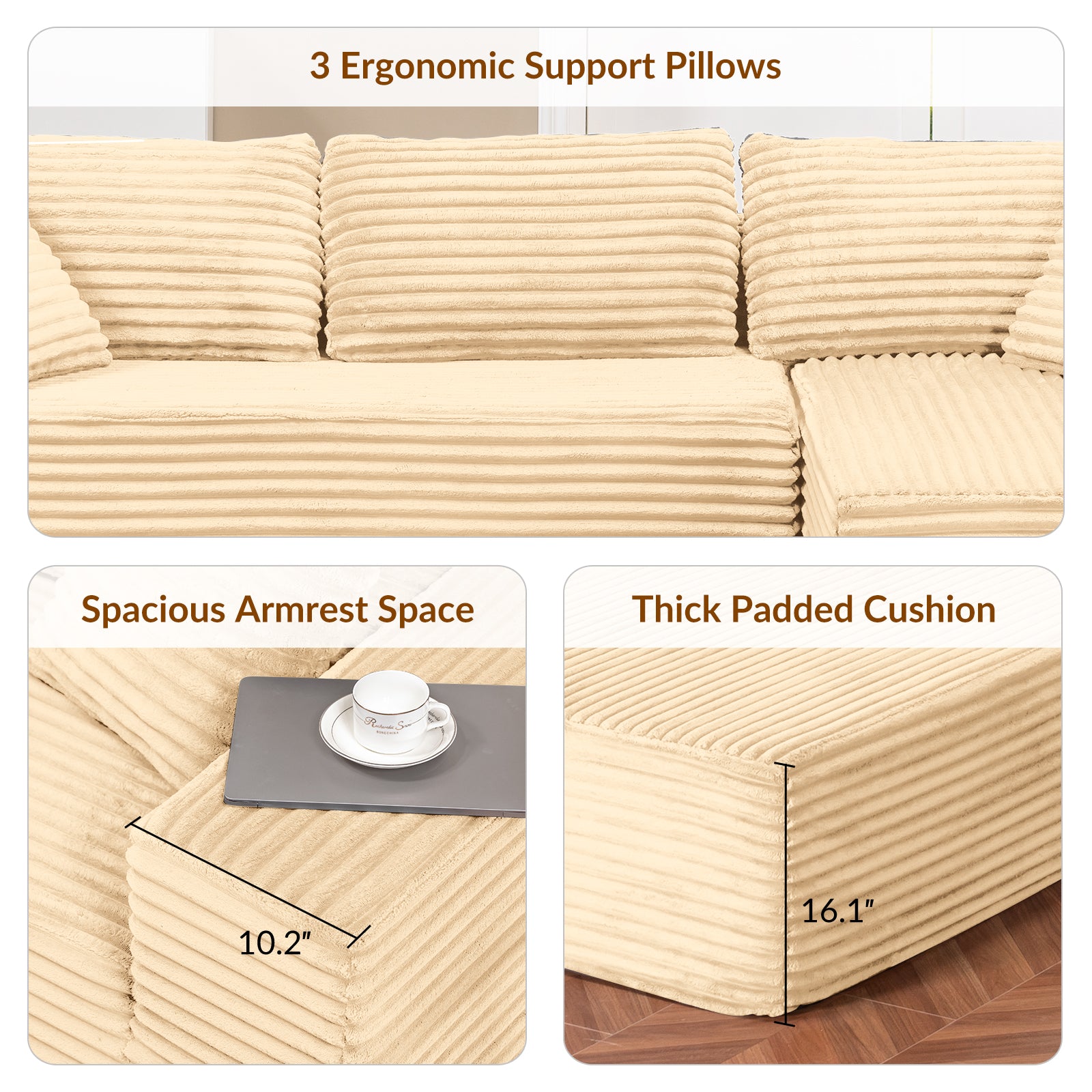 COMHOMA Cloud Sectional Couch-B10-WMT