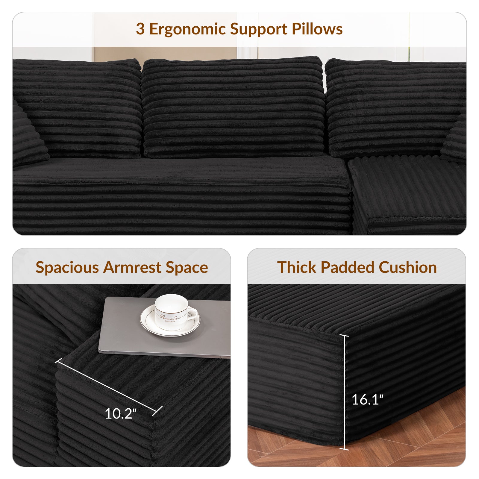 COMHOMA Cloud Sectional Couch-B10-WMT