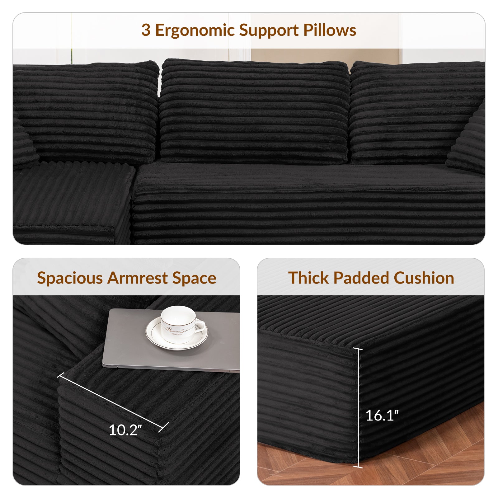 COMHOMA Cloud Sectional Couch-B10-WMT