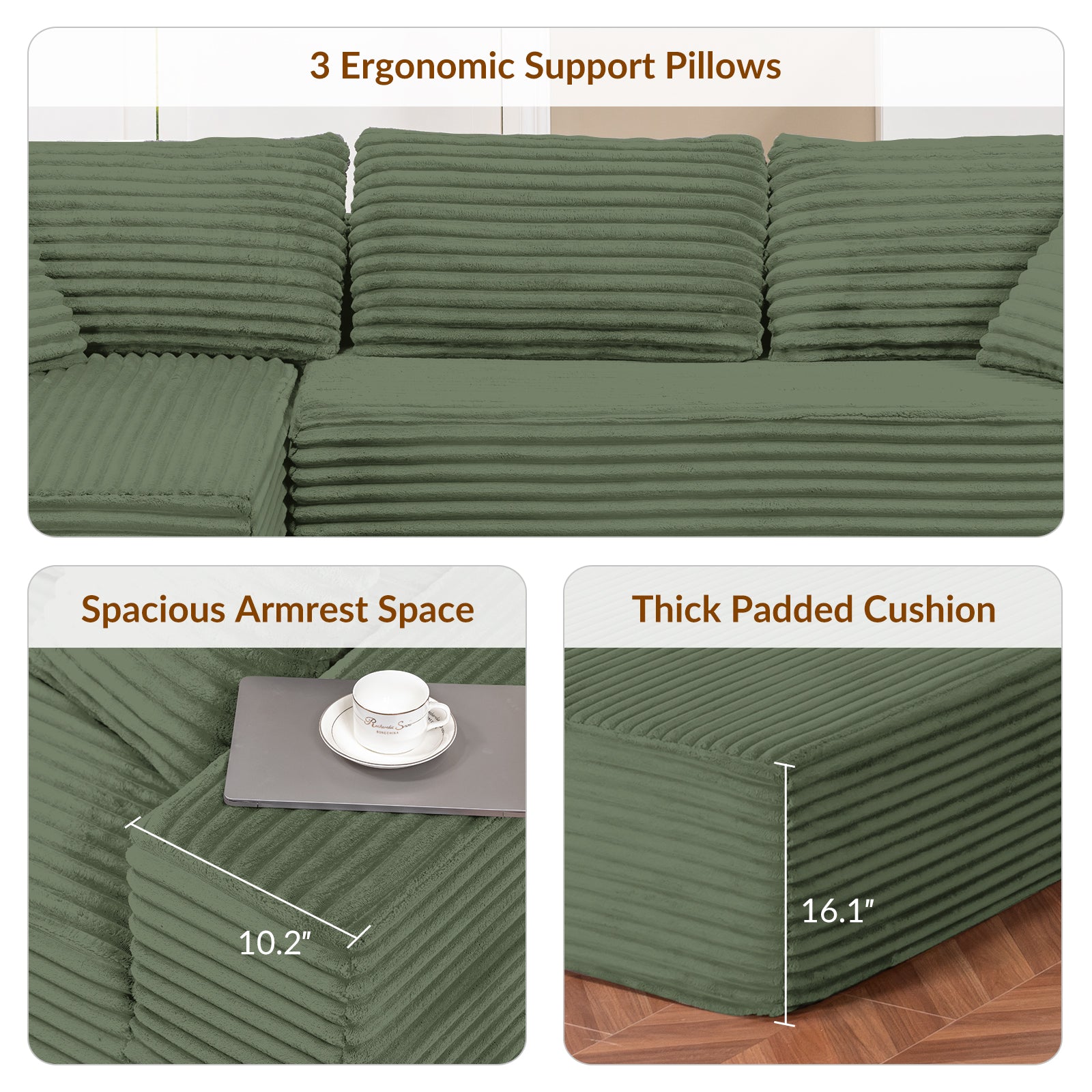 COMHOMA Cloud Sectional Couch-B10-WMT