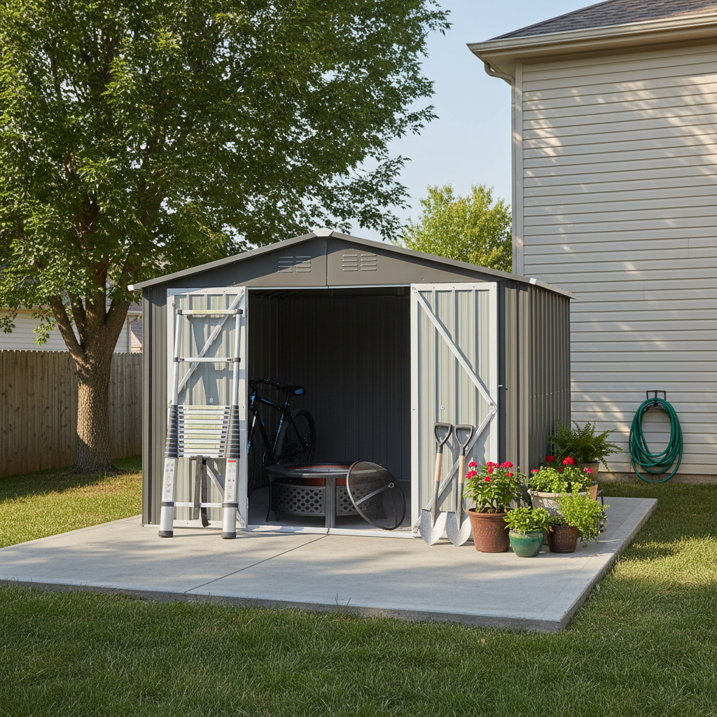 10x12 Ft Metal outdoor storage sheds , Grey