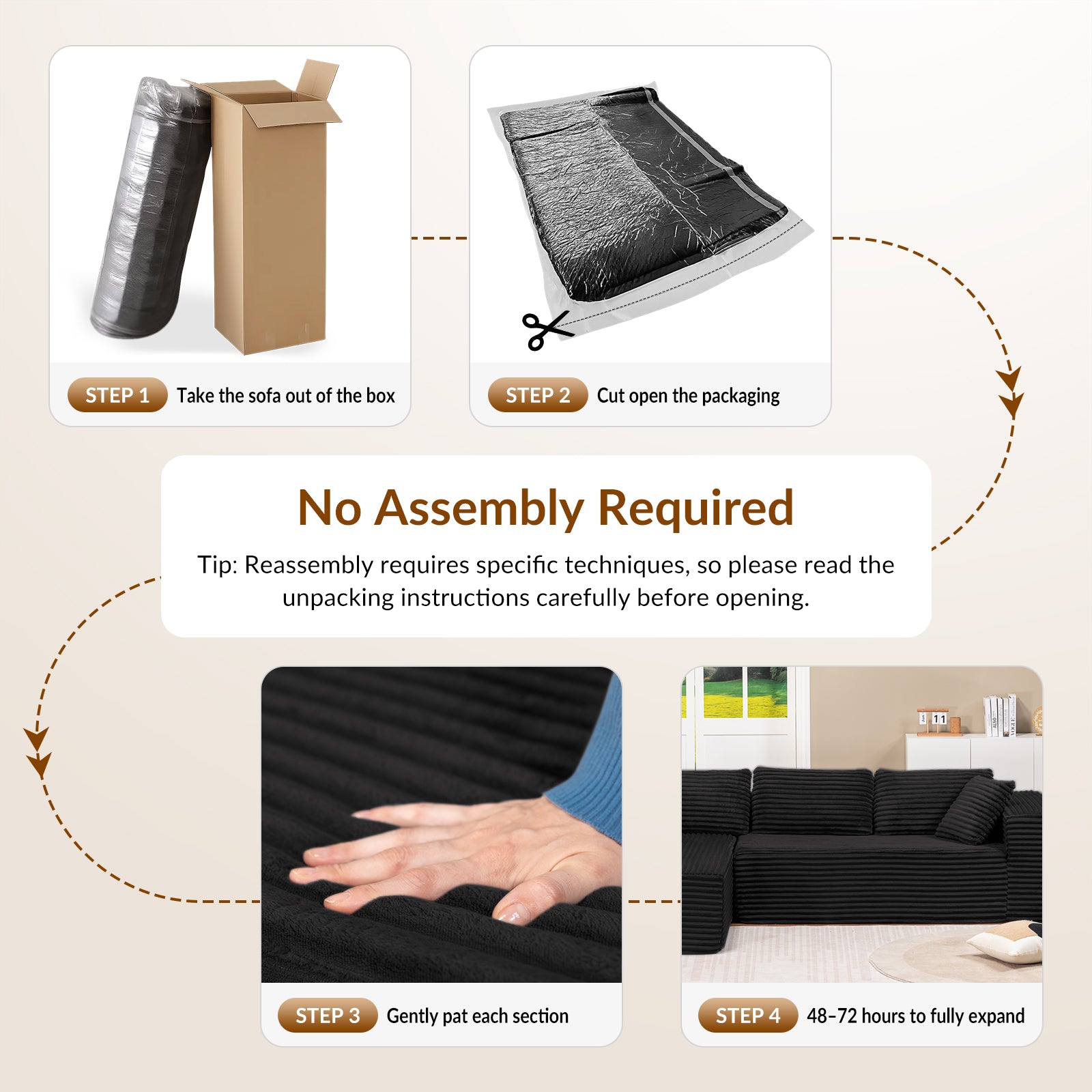 COMHOMA Cloud Sectional Couch-B10-WMT