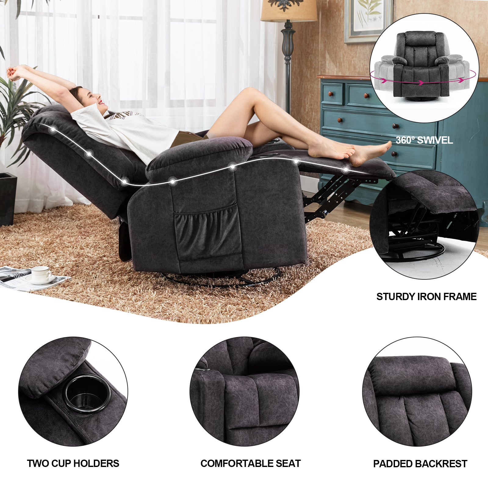 COMHOMA Single Sofa Rocker Recliner H1148