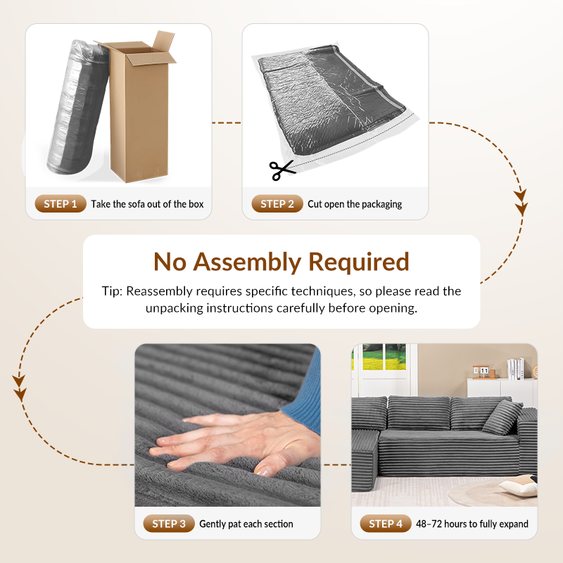 COMHOMA Cloud Sectional Couch-B10-WMT