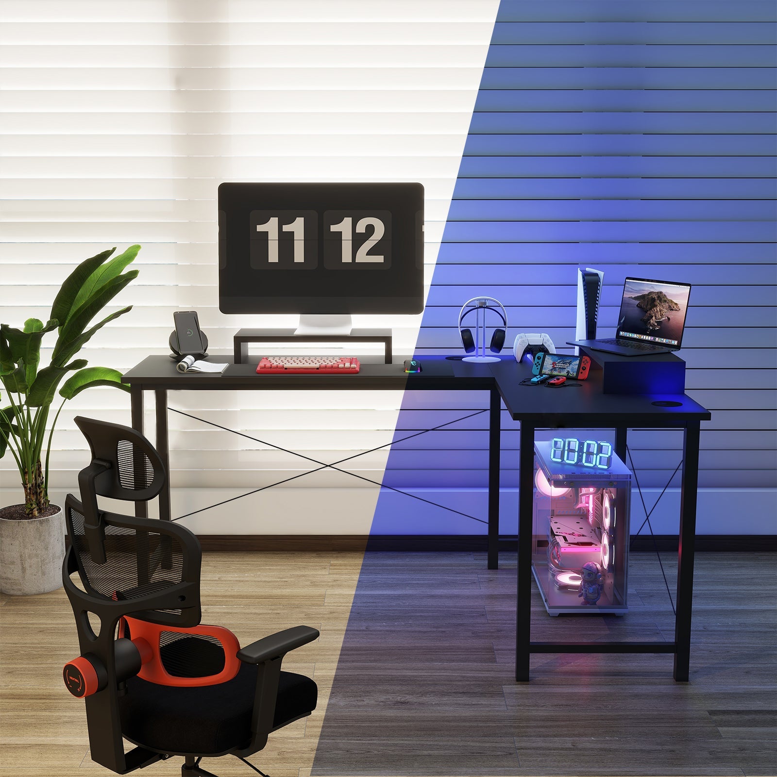 GTRACING L-Shaped RGB Gaming Desk GTZ-410