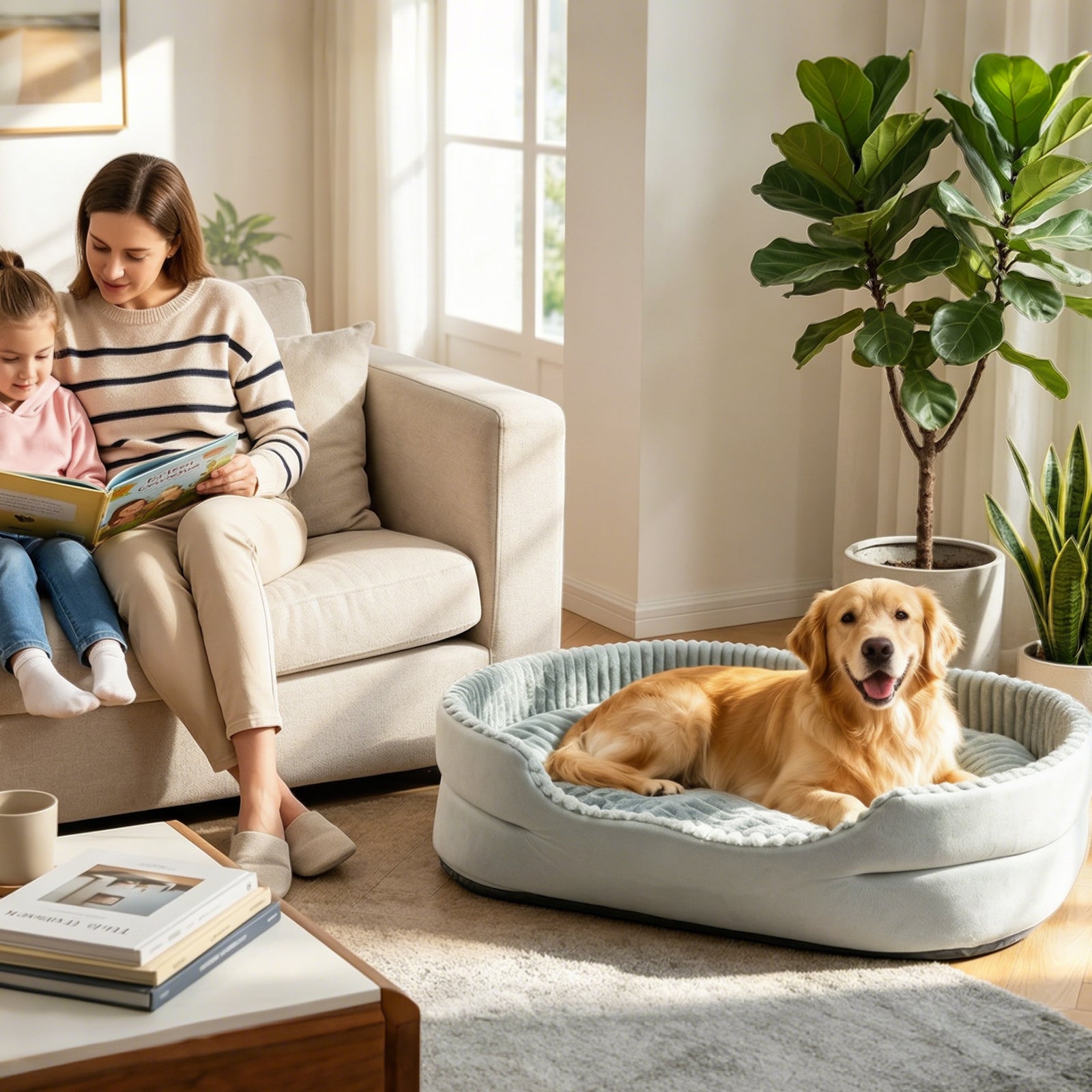 Comhoma Dog & Cat Bed DX-QC-DH, Washable Granular Sponge Cuddler Pet Bed Non-Slip Bottom Nest Bed for Small Medium Large Dogs and Cats