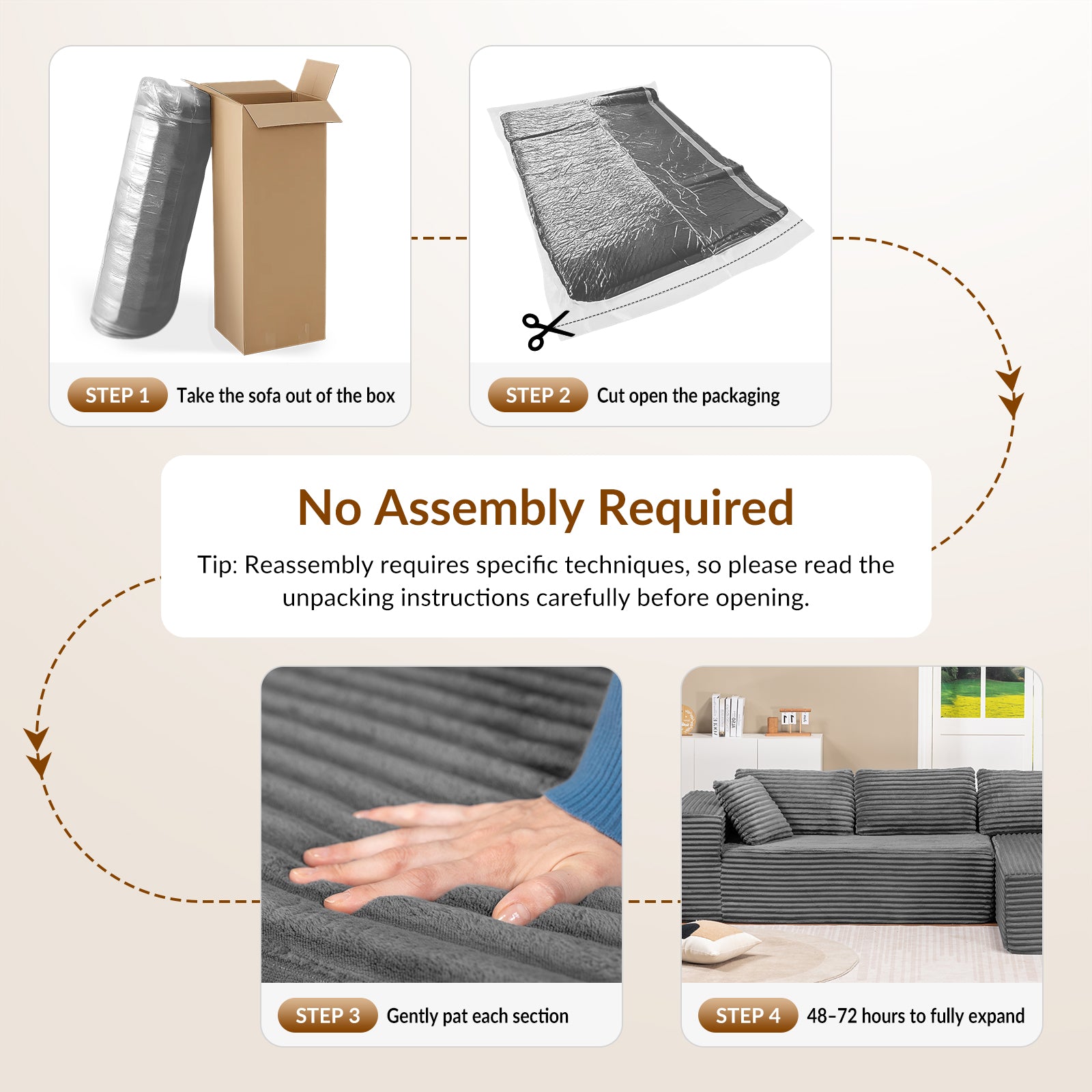 COMHOMA Cloud Sectional Couch-B10-WMT