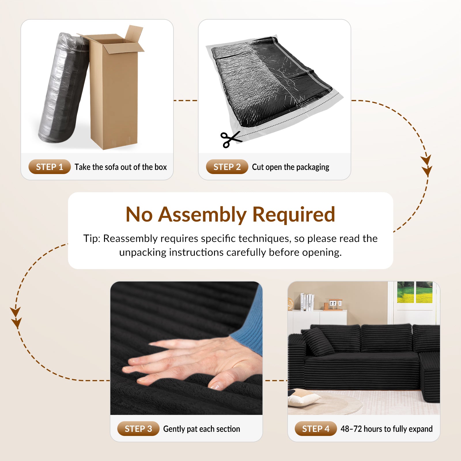 COMHOMA Cloud Sectional Couch-B10-WMT