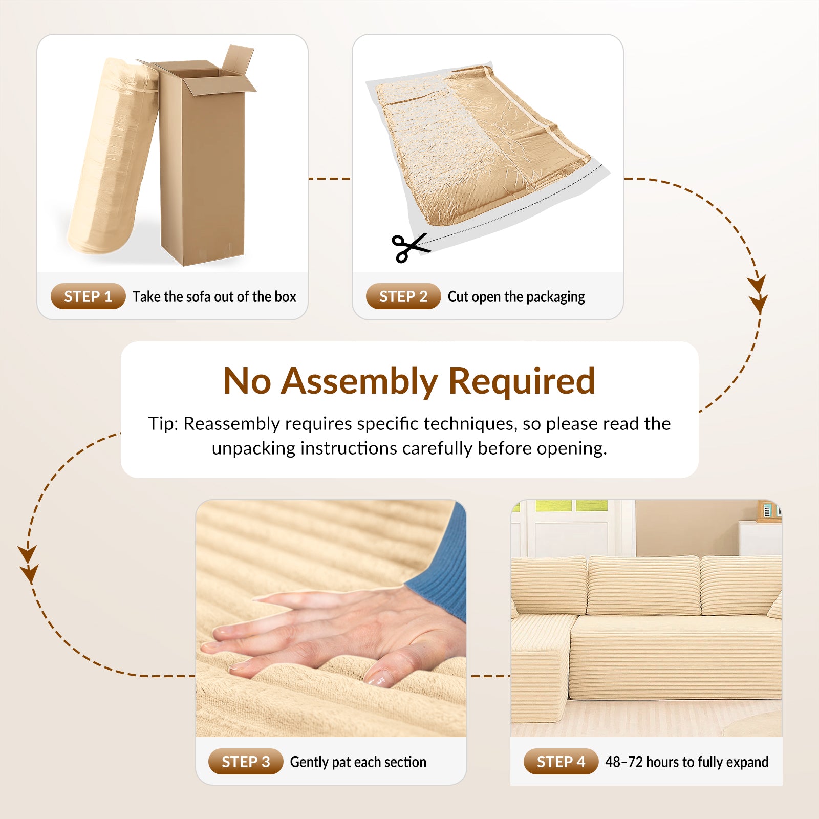 COMHOMA Cloud Sectional Couch-B10-WMT