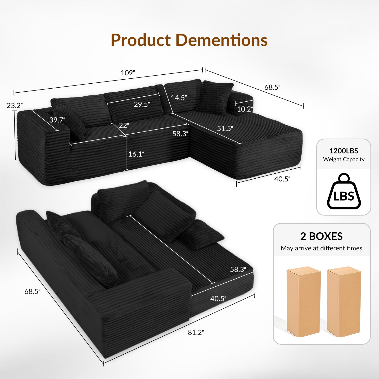 COMHOMA Cloud Sectional Couch-B10-WMT