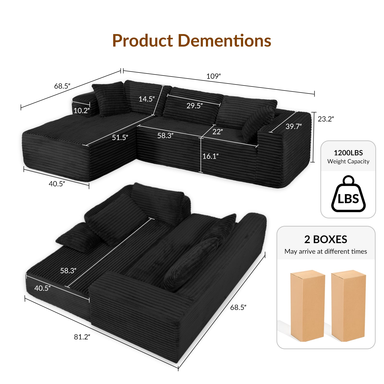 COMHOMA Cloud Sectional Couch-B10-WMT
