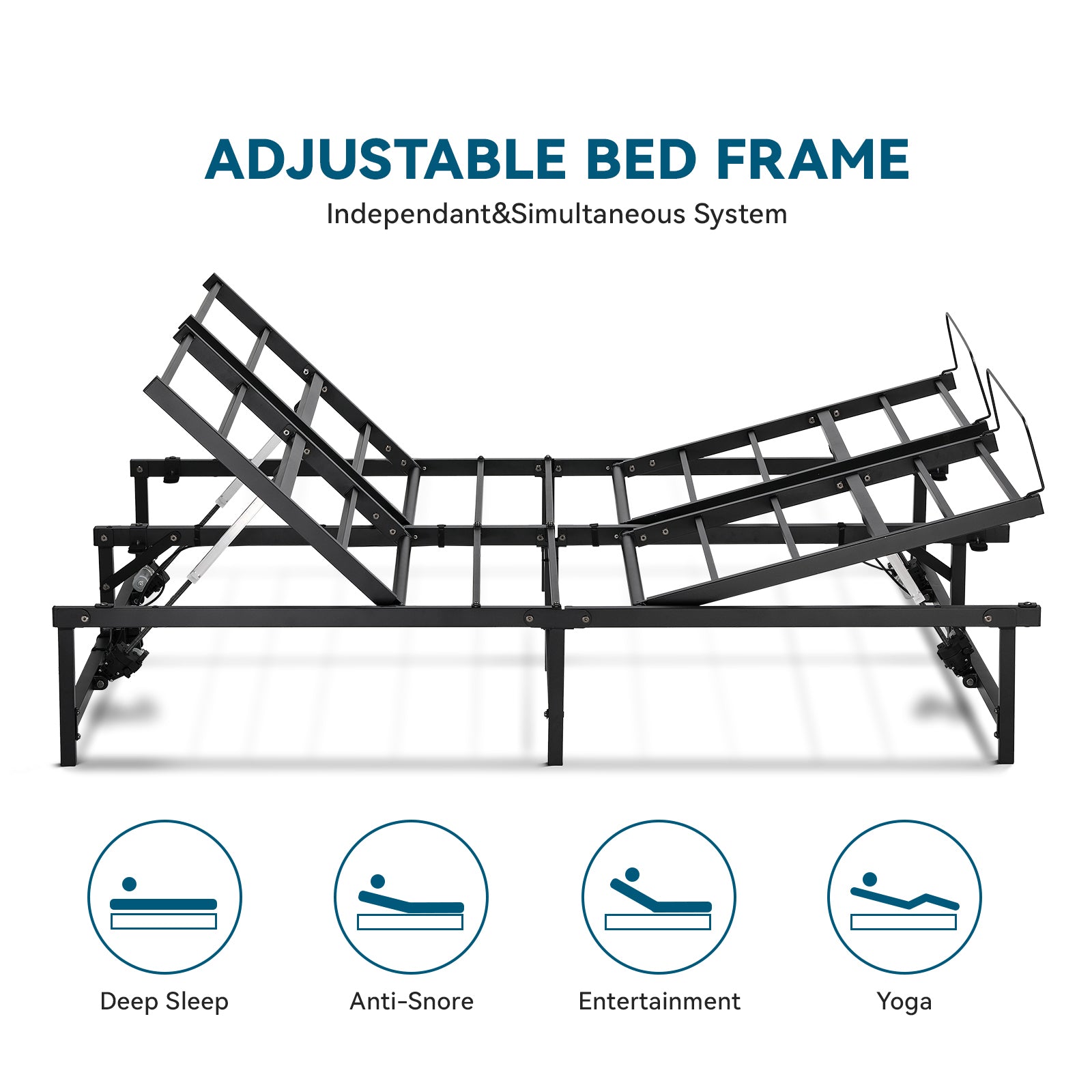 COMHOMA Electric Adjustable Bed Frame with Independent Head and Foot Incline B102