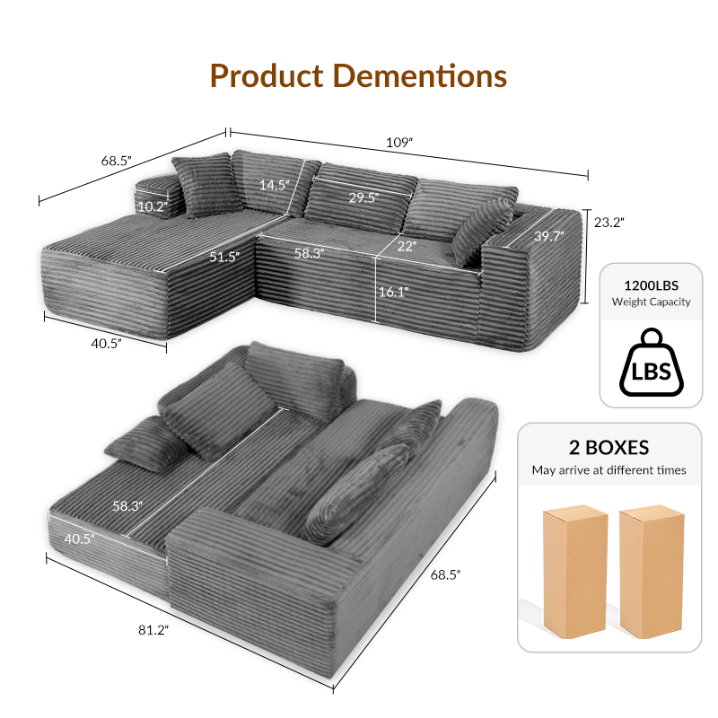 COMHOMA Cloud Sectional Couch-B10-WMT
