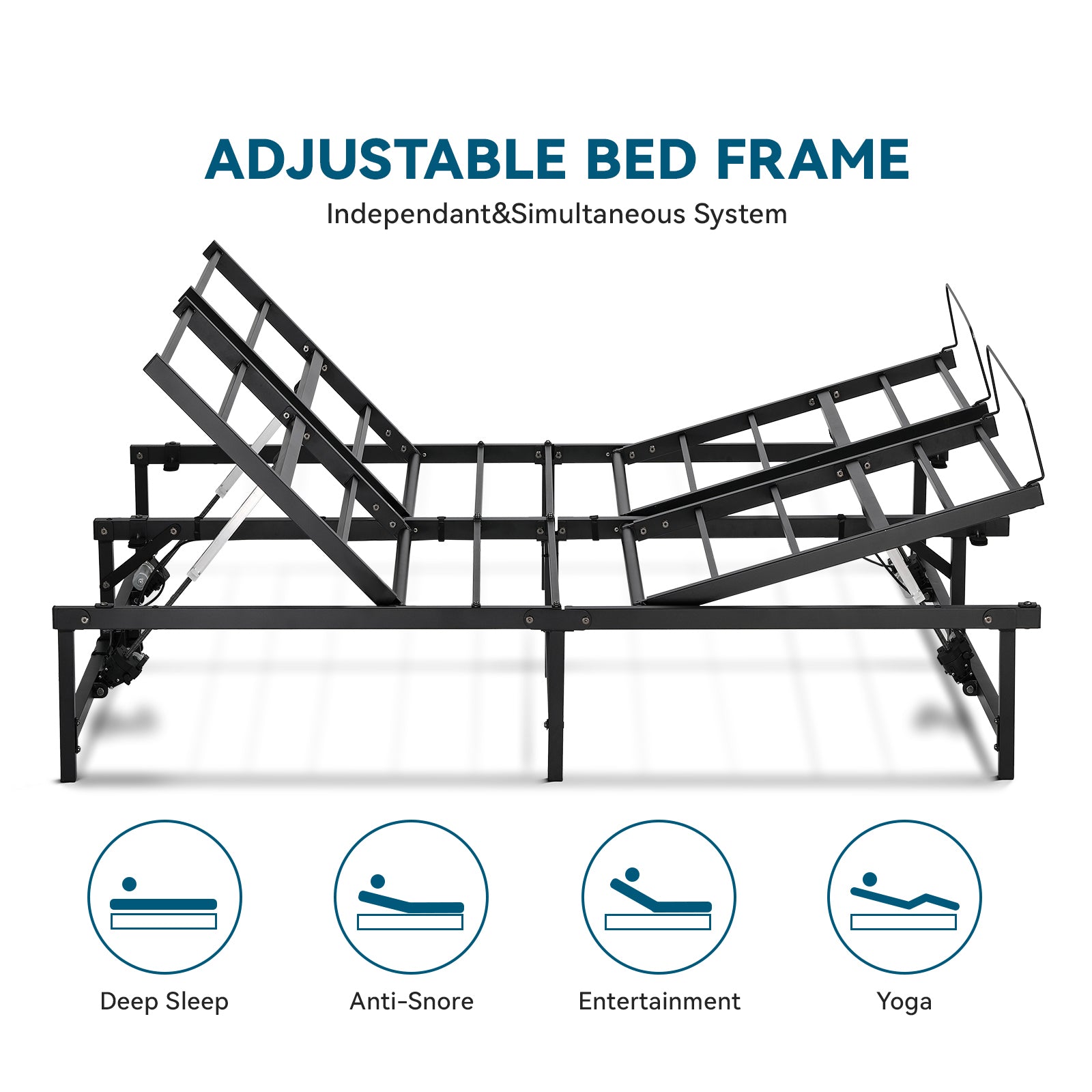 COMHOMA Electric Adjustable Bed Frame with Independent Head and Foot Incline B102