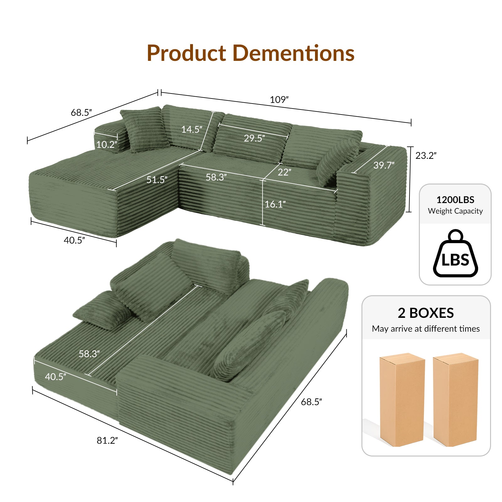 COMHOMA Cloud Sectional Couch-B10-WMT