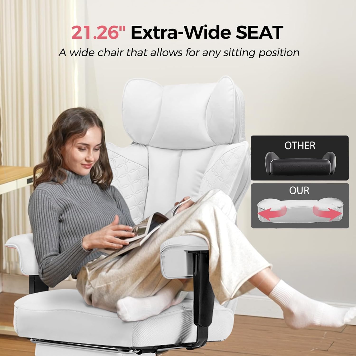 COMHOMA Upgraded Big and Tall Office Chair 400LBS with Adjustable Armrest CH510/CH511