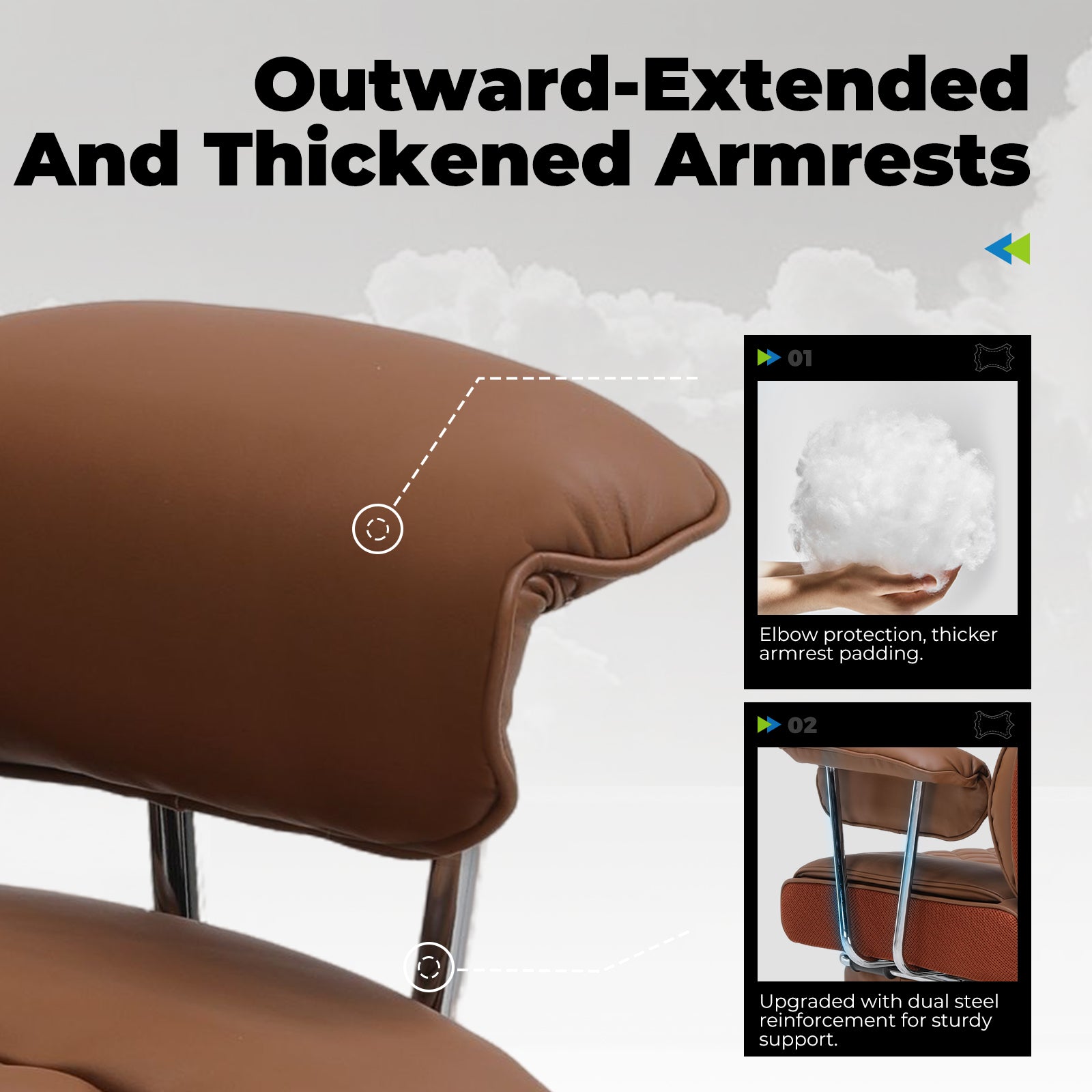 COMHOMA Big and Tall Office Chair with Lumbar Support & Adjustable Footrest GT205