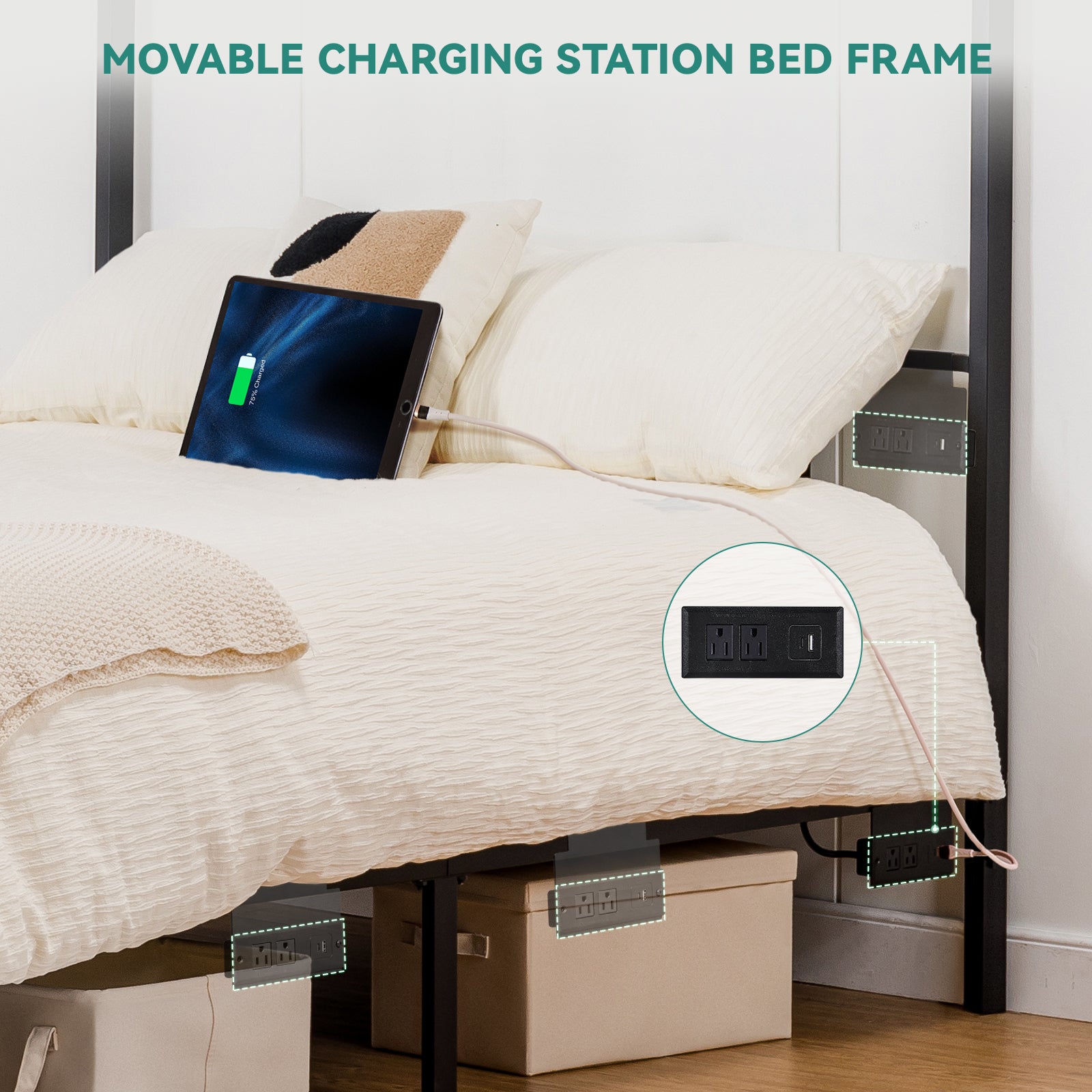 COMHOMA Canopy Bed Frame BF004 WMT