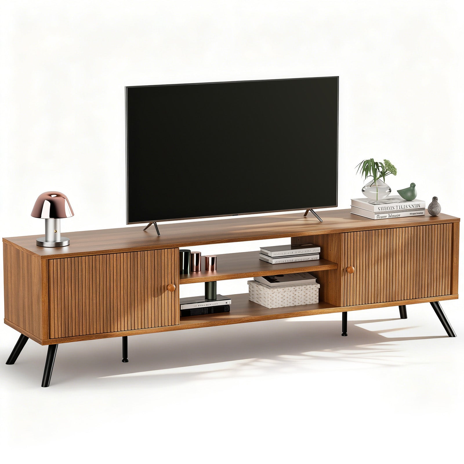 COMHOMA TV Stand, Mid Century Modern Entertainment Center for 55/60/65 Inch TVs H1001