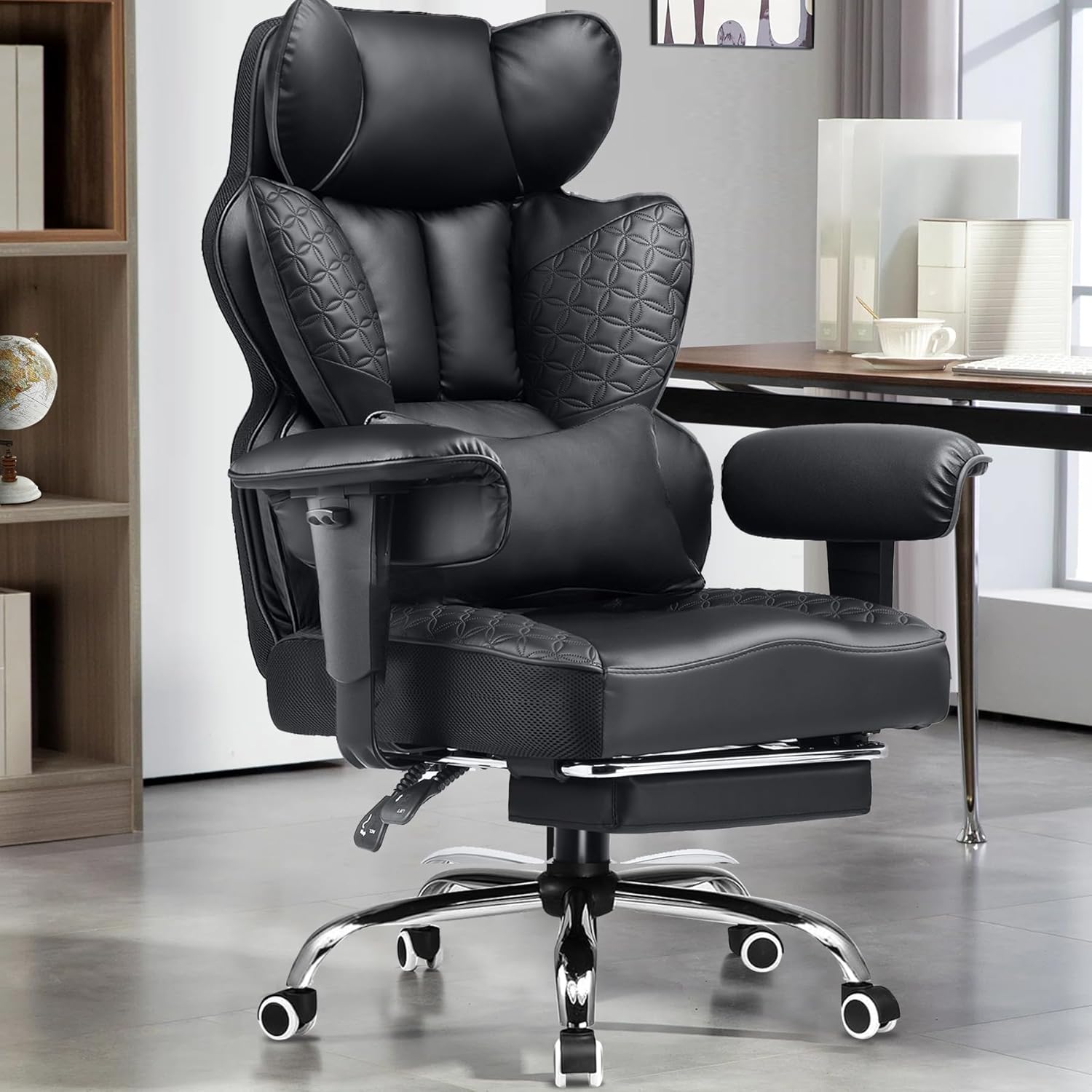 COMHOMA Upgraded Big and Tall Office Chair 400LBS with Pillow, Adjustable Armrest CH510/CH511