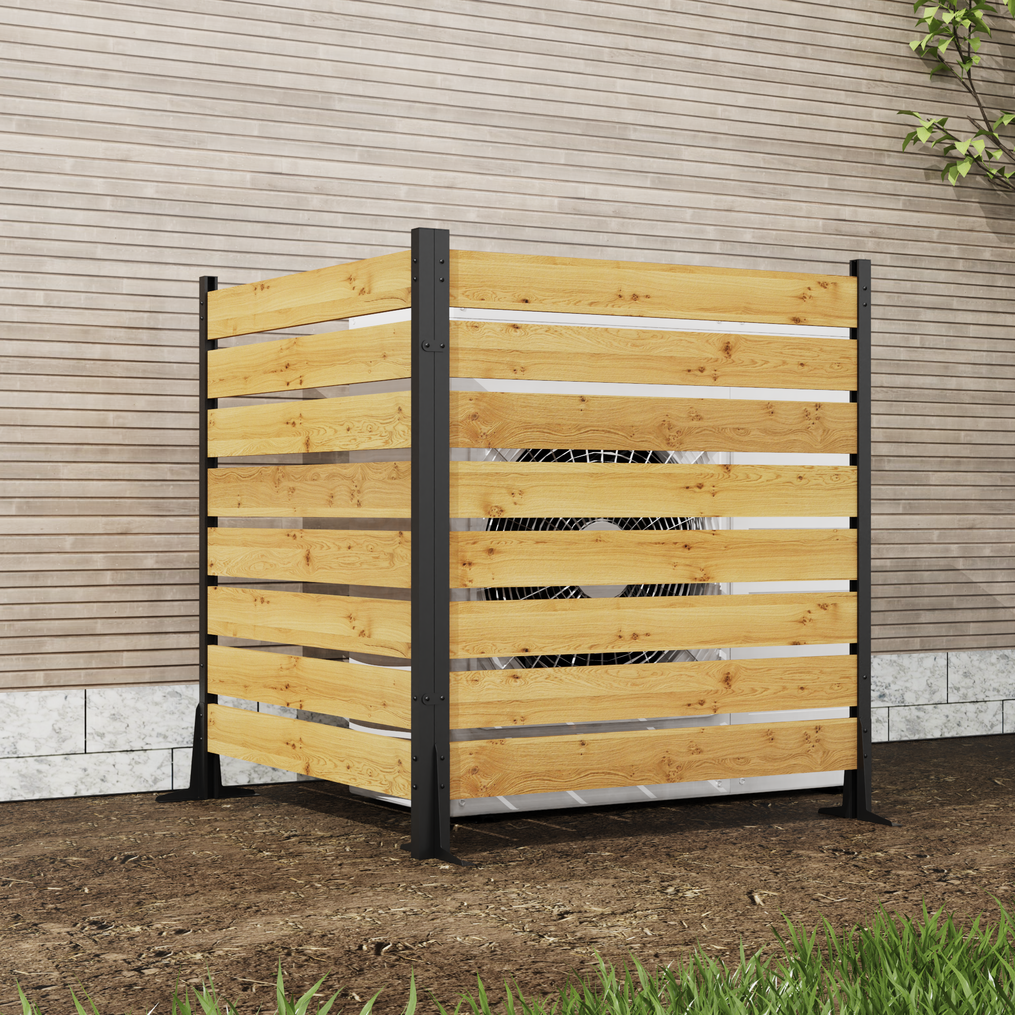 Goodyo 55'x38.5'W (2 Panels) Cedar Wood Privacy Screen, Outdoor Privacy Walls, Privacy Wood Fence for Pool Equipment Enclosure, Trash Can Enclosures, Air Conditioner Fence