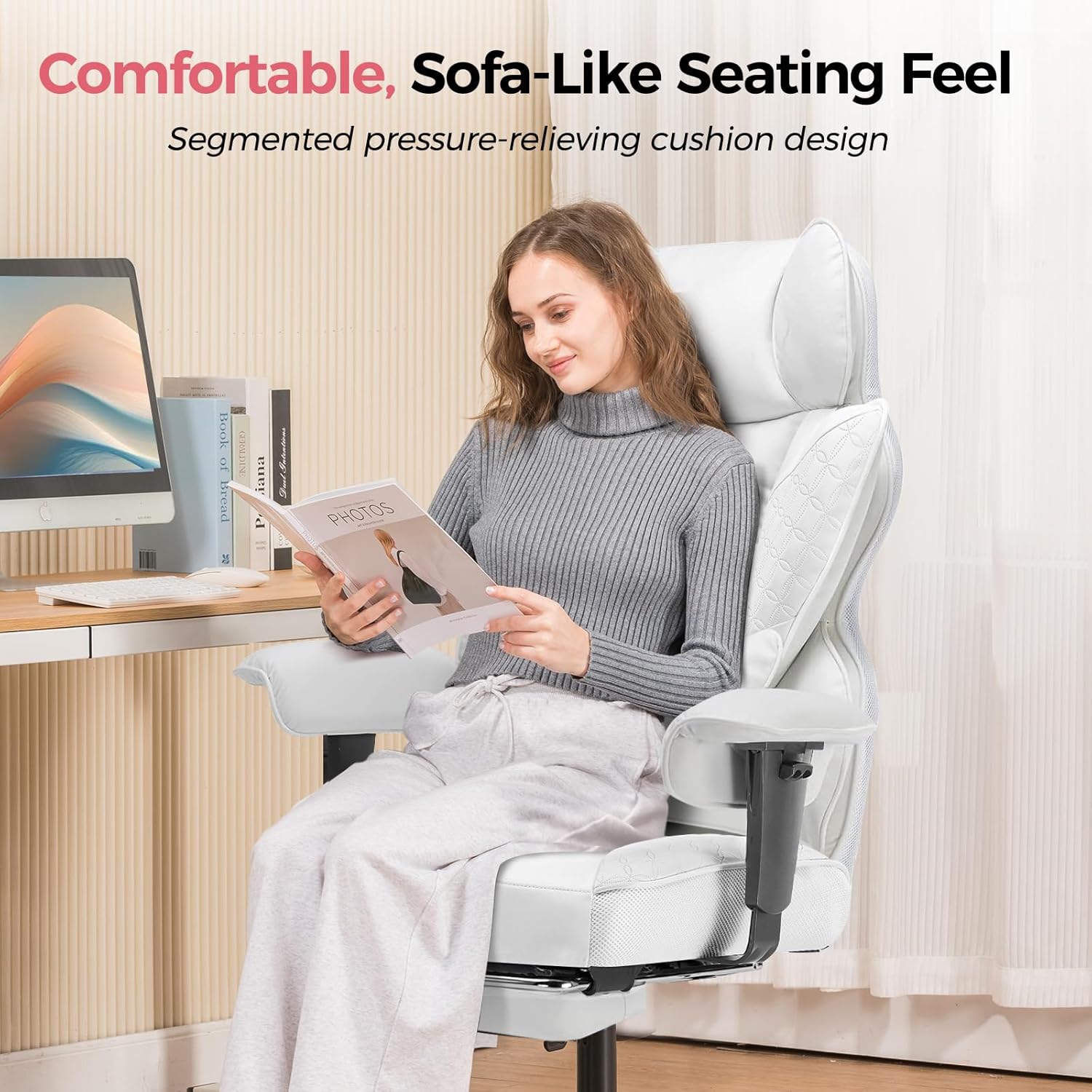 COMHOMA Upgraded Big and Tall Office Chair 400LBS with Adjustable Armrest CH510/CH511