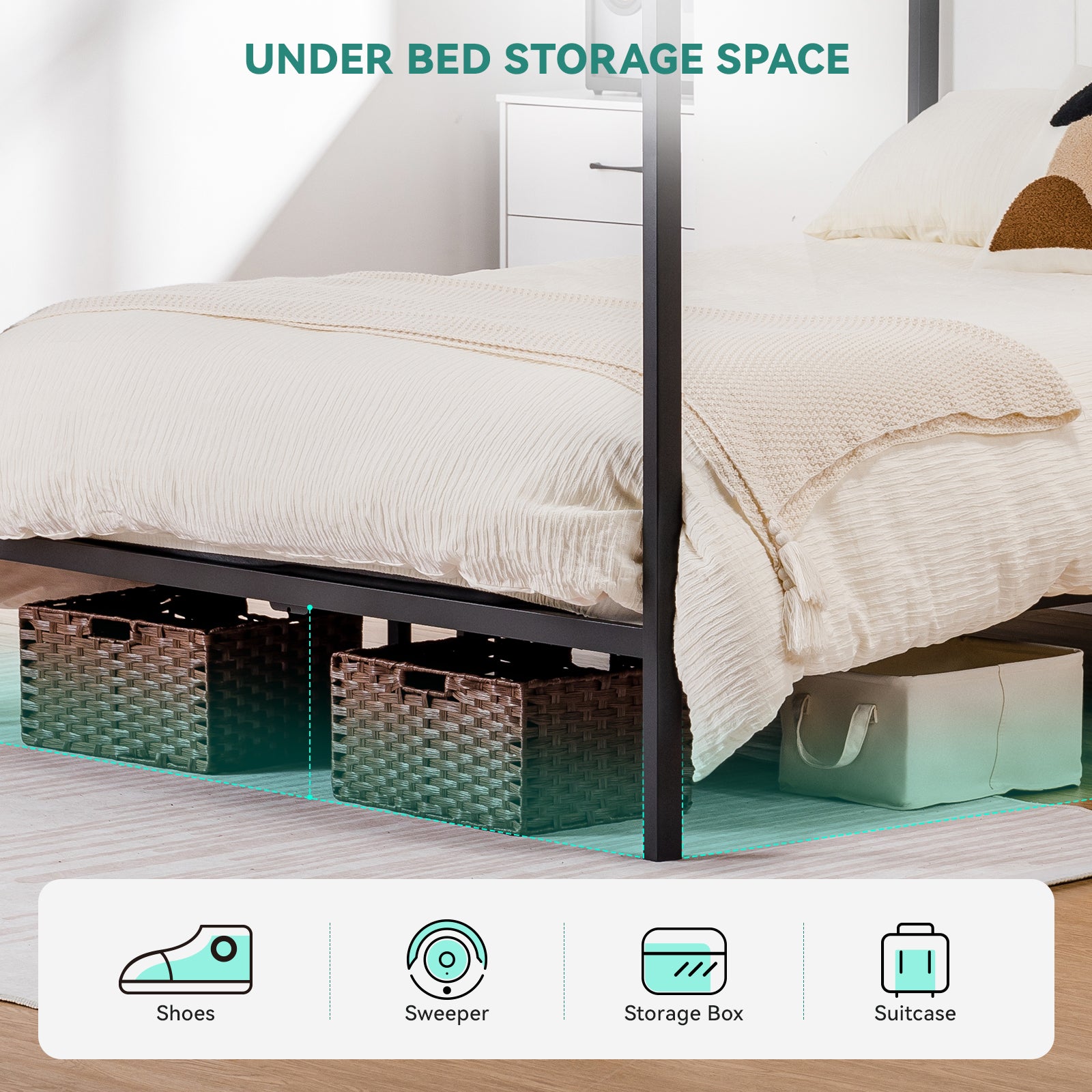 COMHOMA Canopy Bed Frame BF004 WMT