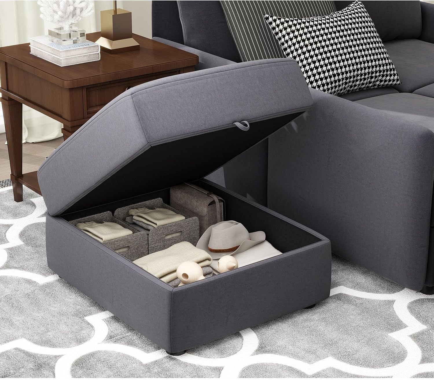 COMHOMA L/U Shaped Convertible Sectional Sofa with Big Storage HS301