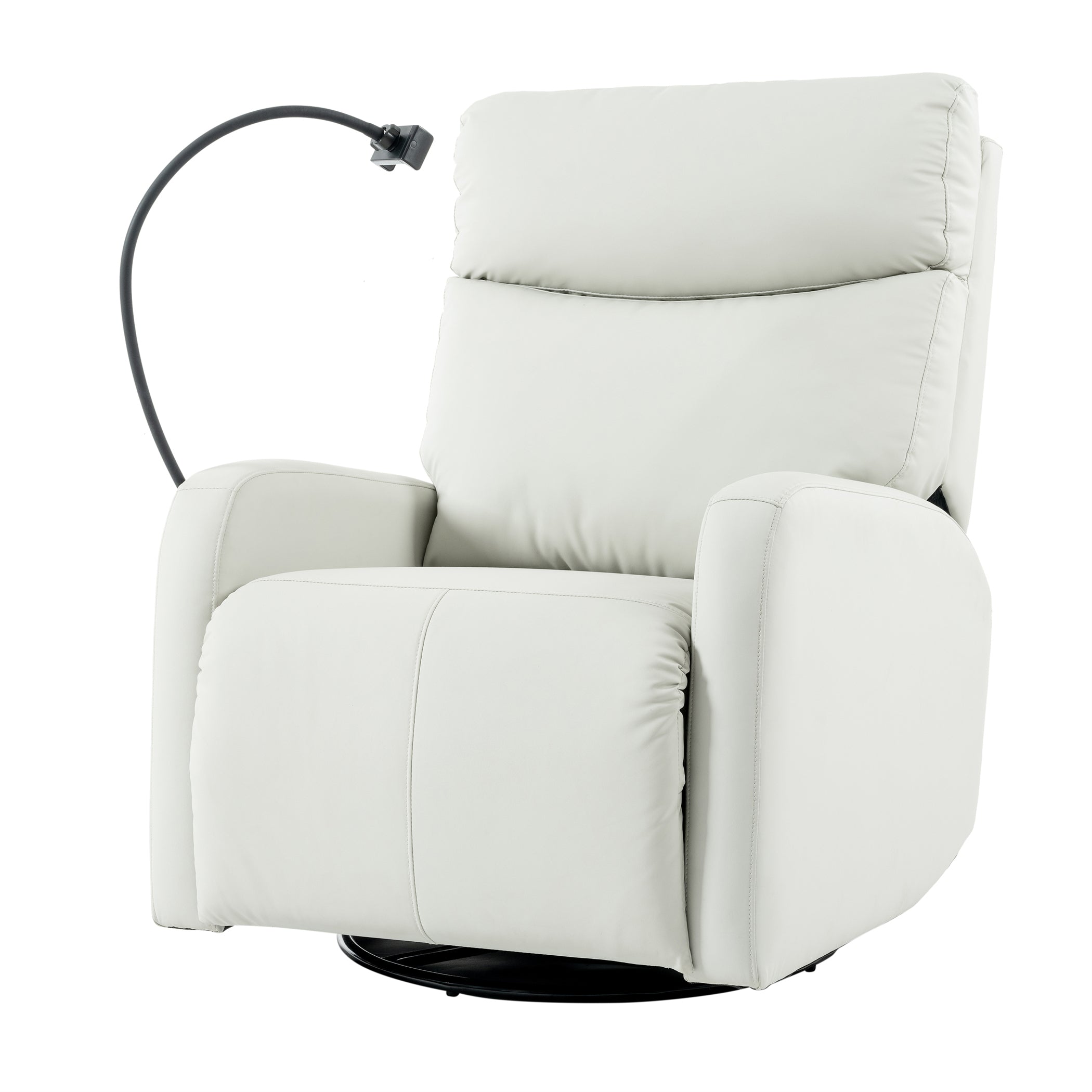 Rocking Recliner Chair, 360° Swivel Nursery Rocking Chair, Glider Chair, Modern Small Rocking Swivel Recliner Chair, Home Theater Seat, Phone Holder (Light Gray+360° Swivel)