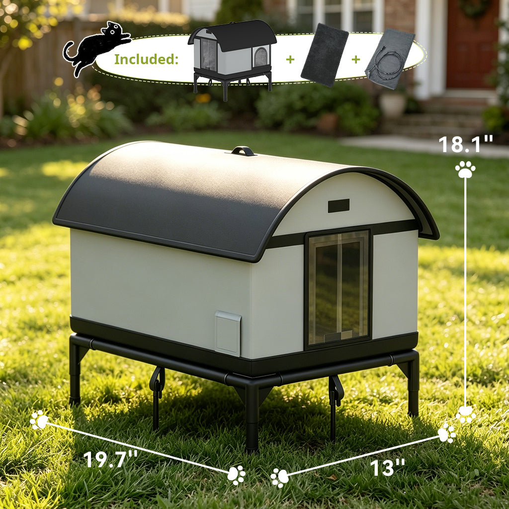 LUCKLIFE® Heated Outdoor Cat House, Weatherproof Shelter with Heating Pad, Winter Use PET06