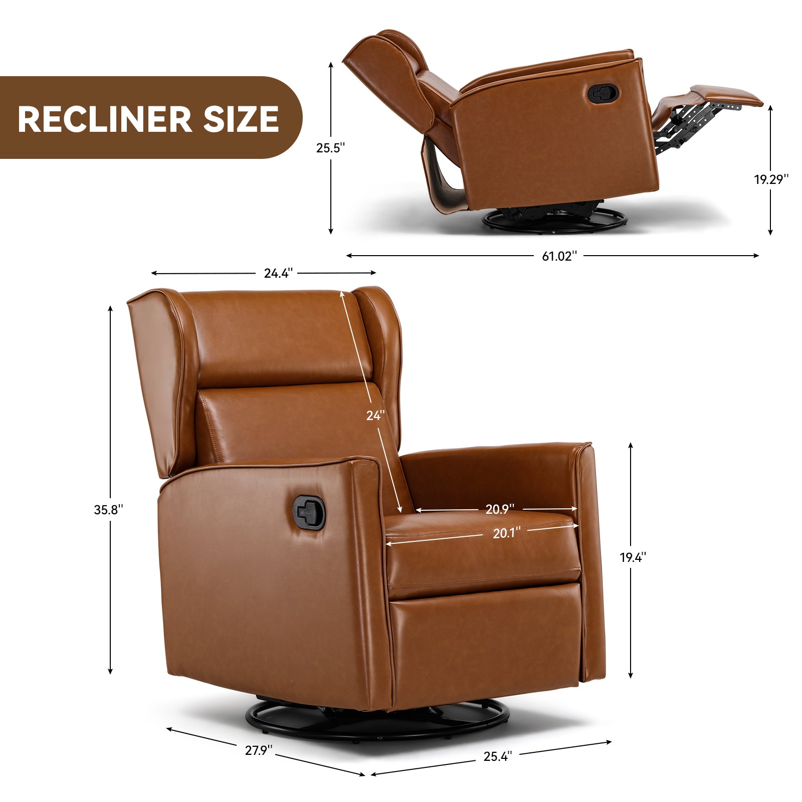 Swivel Rocker Recliner Chair-H7030-WMT