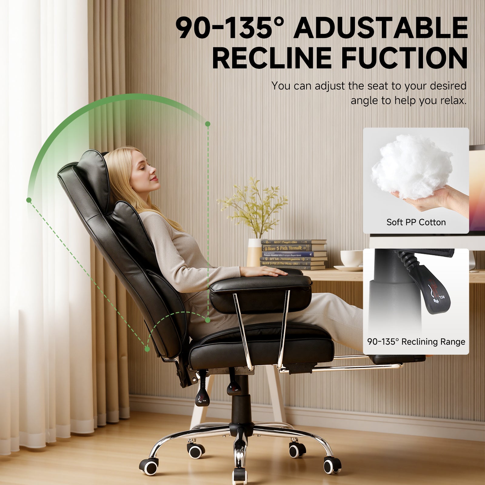 COMHOMA Colorful Big and Tall Office Chair with Lumbar Support & Adjustable Footrest GT205
