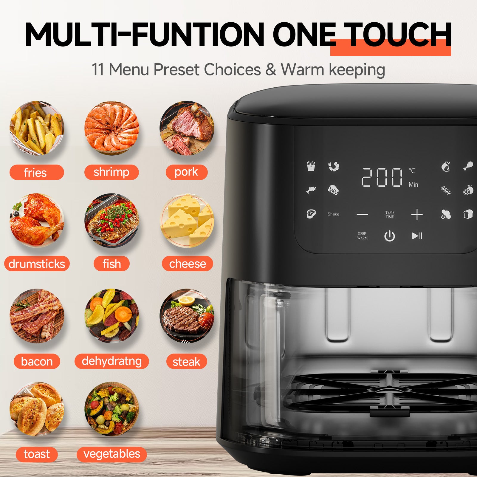QIDO Air Fryer 8-in-1 with 5 QT Capacity AF01