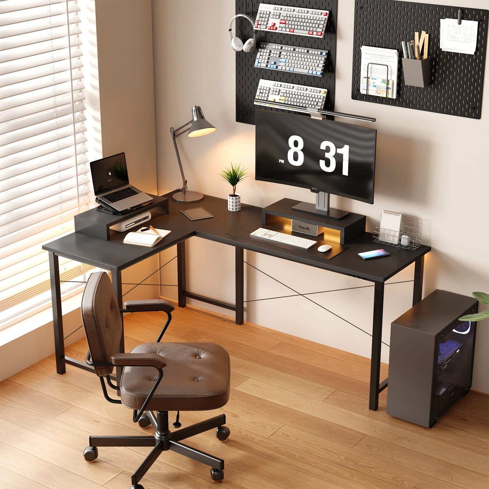 GTRACING L-Shaped RGB Gaming Desk GTZ-410