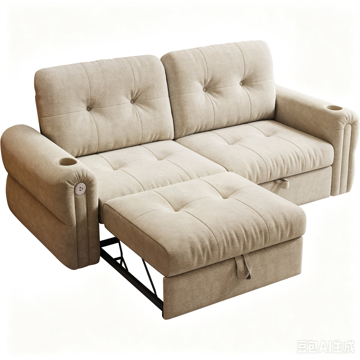 Modern 2-in-1 Convertible Sofa Bed in Misty Gray Chenille, 77-Inch for Living Room or Bedroom Use