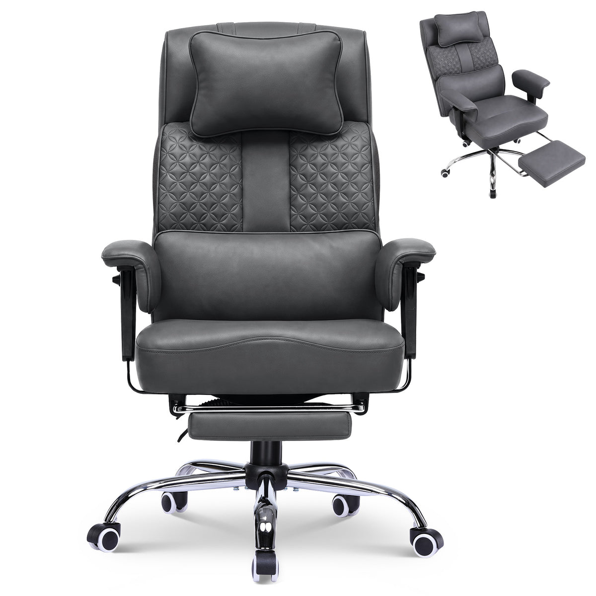 Cloudrest Pro® Big Tall Office Chair 400lbs with Built-In Lumbar Support, Footrest & Pillow CH620-SP