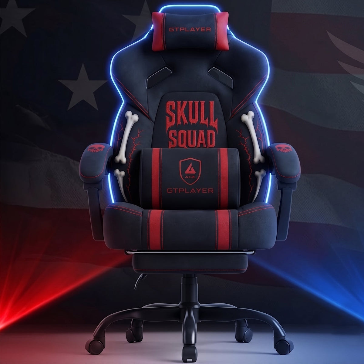 Halloween BONESQUAD Edition | Ergonomic Chair with Pillow & Footrest