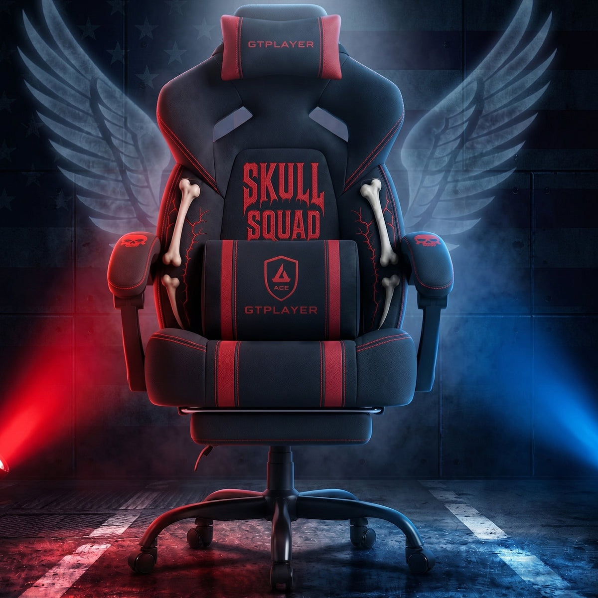 Halloween BONESQUAD Edition | Ergonomic Chair with Pillow & Footrest