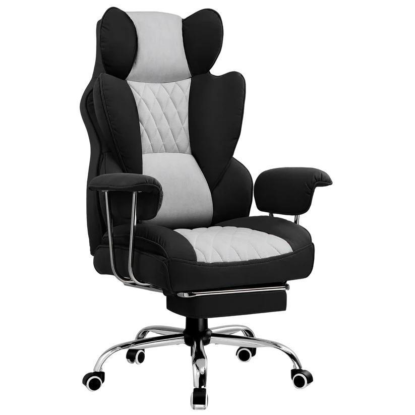COMHOMA Leather Game & Office Chair with Lumbar Support & Adjustable Footrest GT205