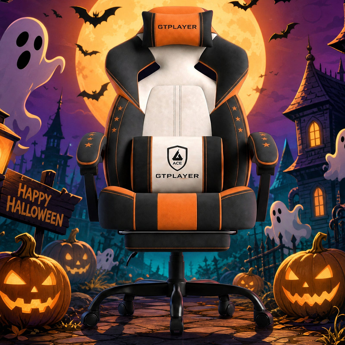 Halloween STARBASE Edition | Ergonomic Chair with Pillow & Footrest