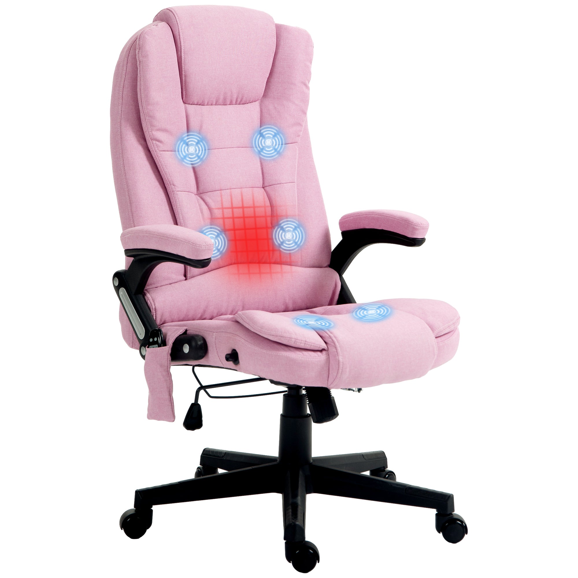 COMHOMA Massage & Heat Office Chair with Lumbar Support, Linen Fabric CH01